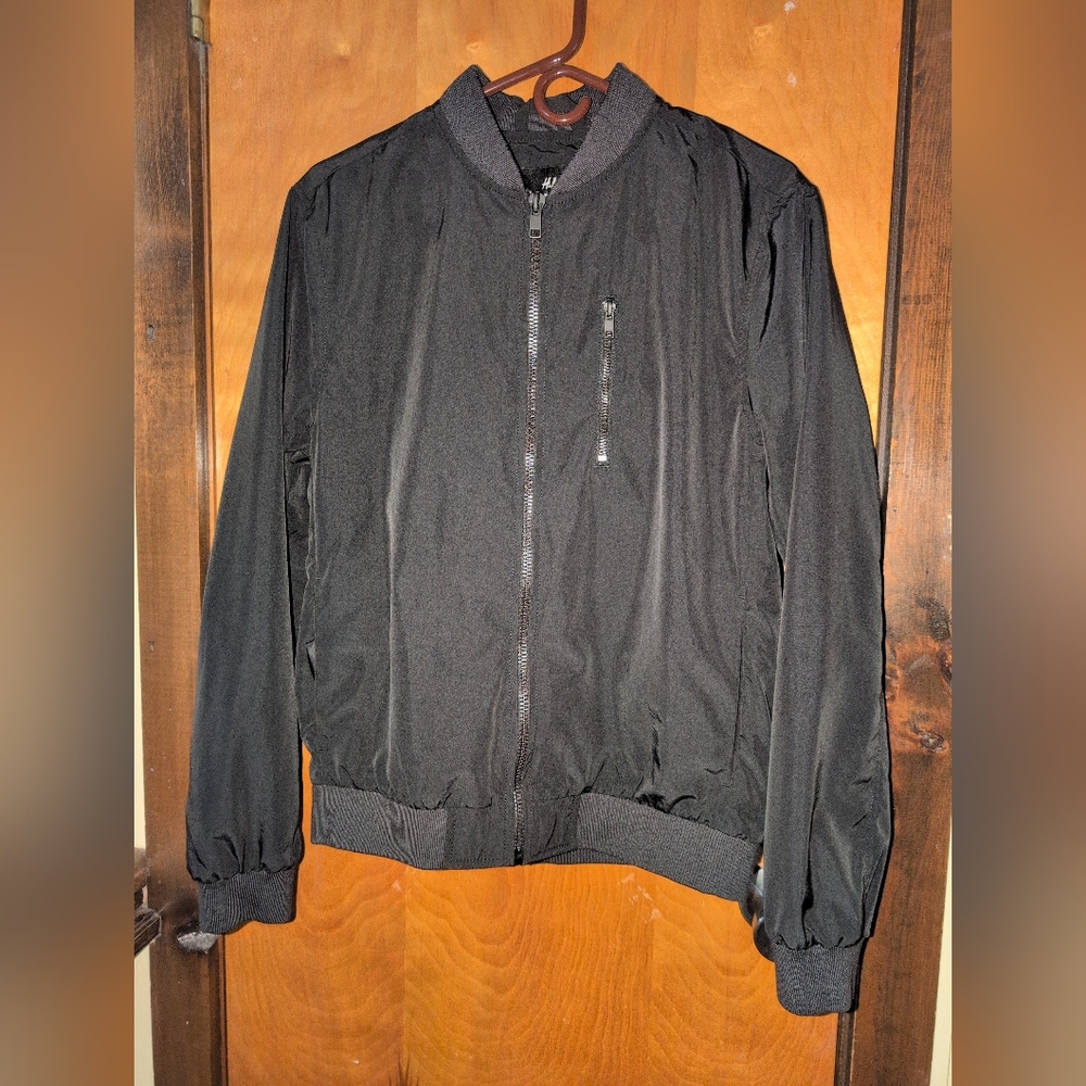 H&M Mens Small Light Weight Black Bomber Jacket